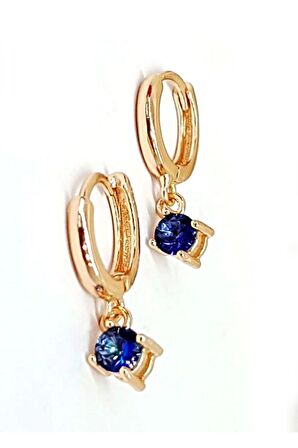Blue mistik topaz taşlı gümüş rose küpe